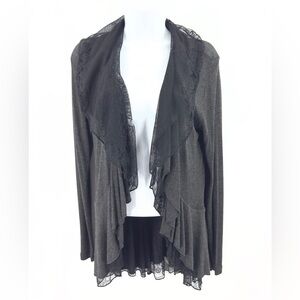 Vintage Cache Open Front Lace Drape Cardigan Womens Size M Gray Whimsigoth Fairy